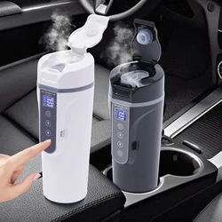 Car Household Vehicle Heated Water Cup Kettle, Travel Coffee Mug --Heat Protection 12.0V & LED Display(White/Black)