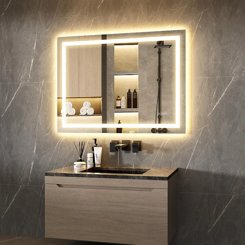 

LED Bathroom Mirro, Various Size Optional, Vanity Mirror,Stepless Dimmable Wall Mirrors Memory, Shatter-Proof,3ColorTemperature