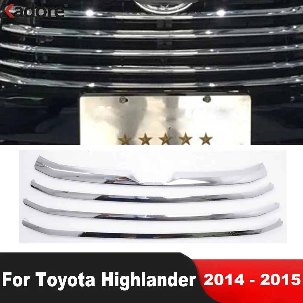 

Front Center Grille Grills Cover Trim For Toyota Highlander 2014 2015 Chrome Car Racing Grill Molding Garnish Strip Accessories