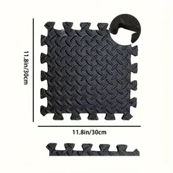 Interlocking Non - Slip Yoga & Gym Flooring Mat - 16 Pcs EVA Foam, 30x30cm - 16PCS (Black)