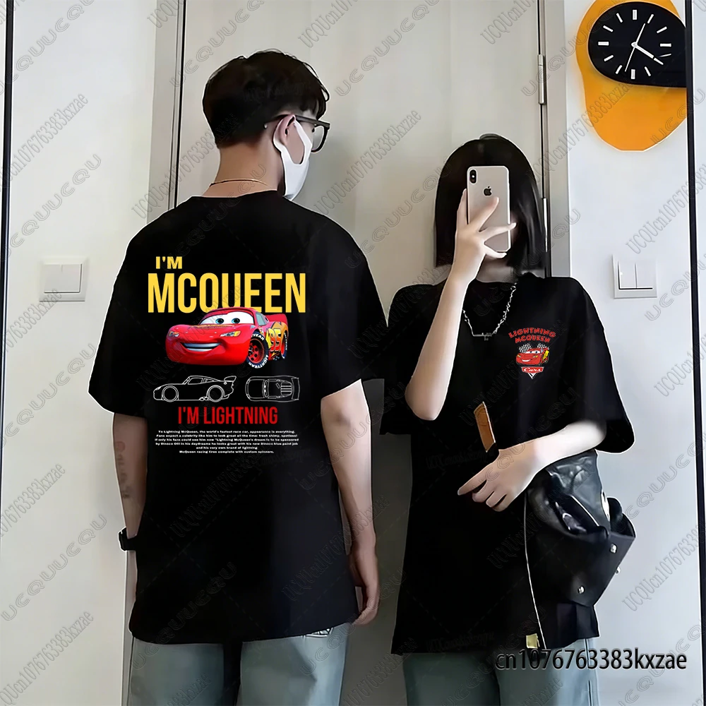 Lightning Mcqueen and Sally Summer Cotton Tshirts With Pajamas Pants Oversized Suits Couples T-shirts Women Men Homewear Outfits