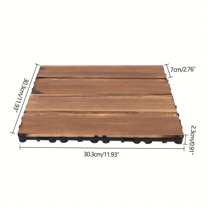 1pc Hardwood Interlocking Patio Deck Tiles Wood Flooring DIY Outdoor 12''x12'' solid wood flooring