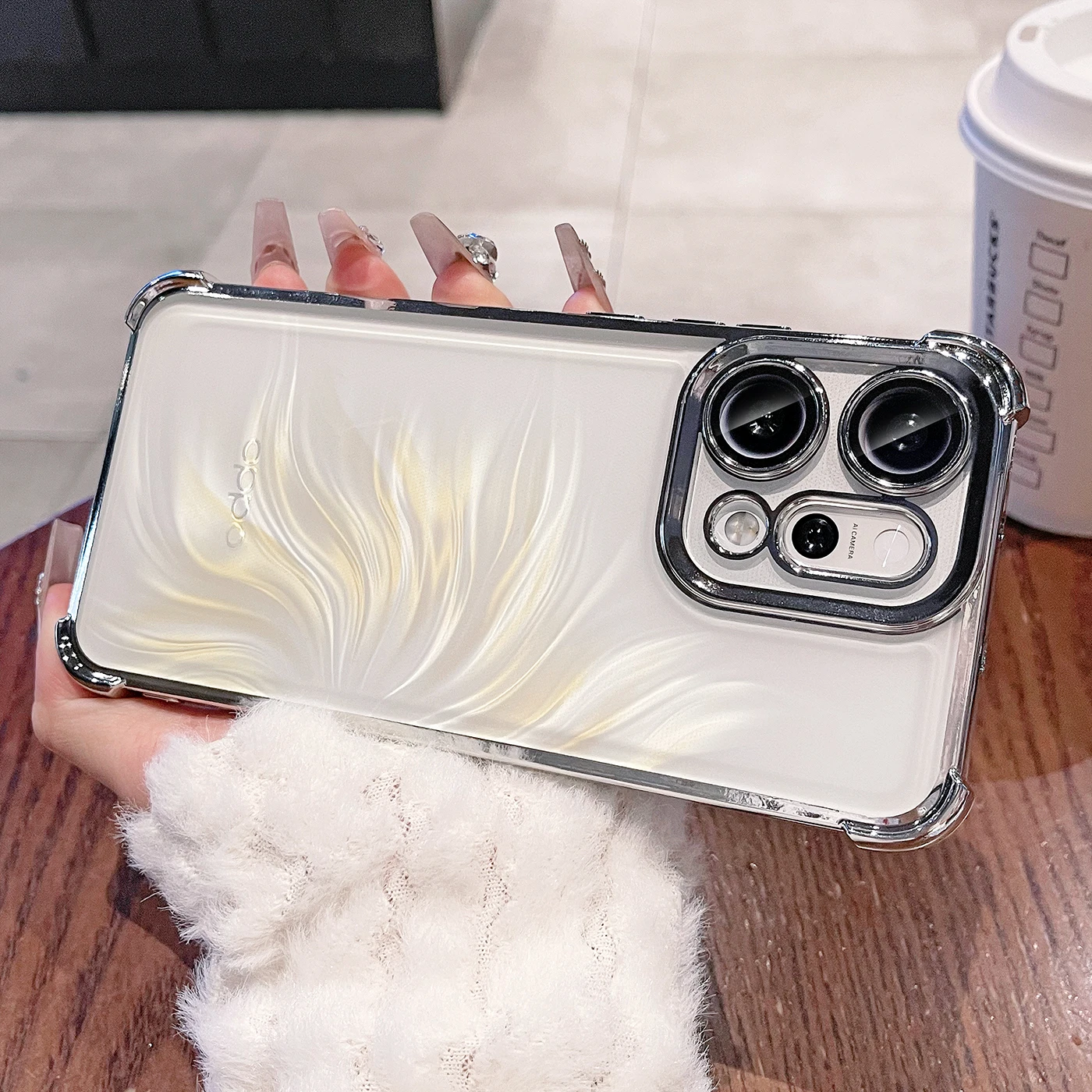 Luxury Plating Transparent Silicone Shockproof Case with Lens Protection