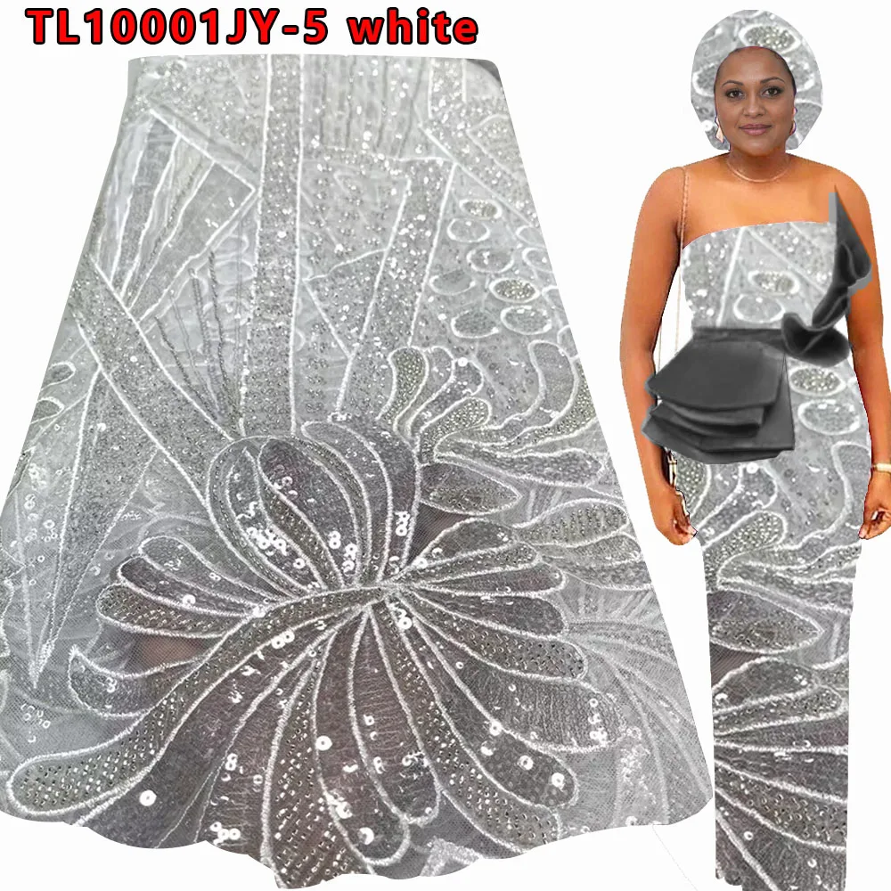 

High Quality sequin lace Fabric Lace Nigerian Tulle LaceBride French Net Lace Fabric For Wedding TL10001JY