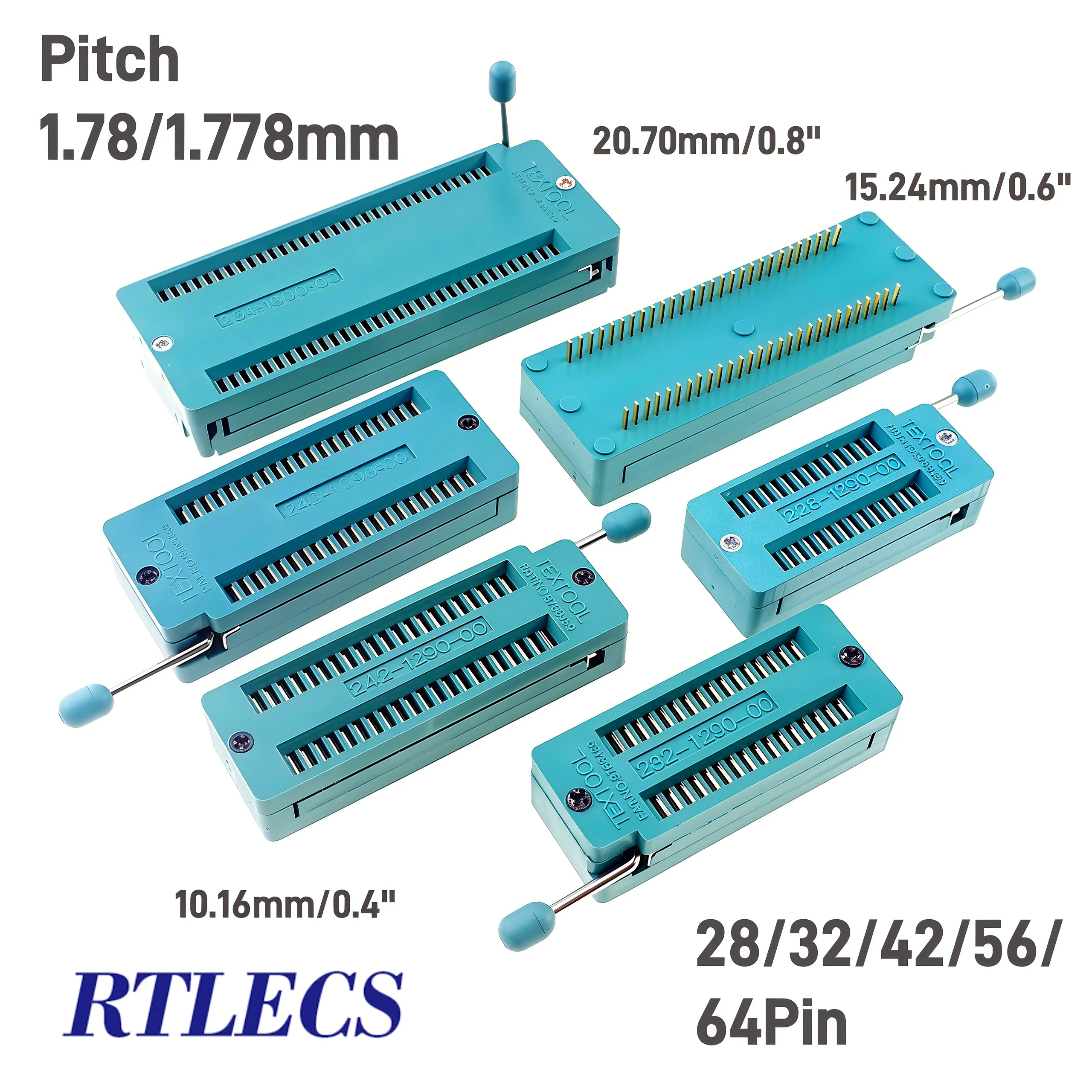 Testwerkzeug IC DIP ZIF ZIP Sockel 28 32 42 56 64 Pin Raster 1,78 mm 1,778 Press-Fit Zweireihiger Abstand 10,16 15,24 20,7 mm 0,6" 0,8"