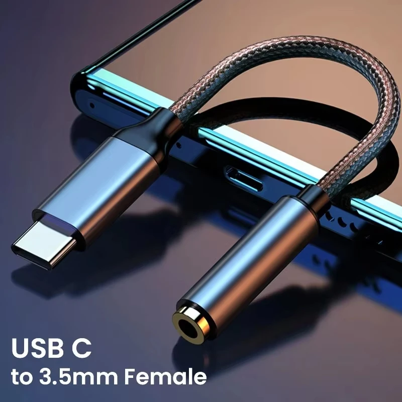 Earphone jack adapter USB C to 3.5mm female for Samsung Galaxy iPad etc