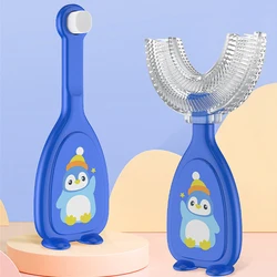 Brosse à dents en forme de U pour enfants de 2 à 12 ans, accessoire de nettoyage buccal, en Silicone souple, outil de blanchiment des dents 