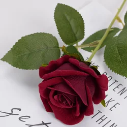 Elegant Artificial Red Roses - Realistic Faux Floral Arrangement for Weddings and Home Décor (Red wine rose)
