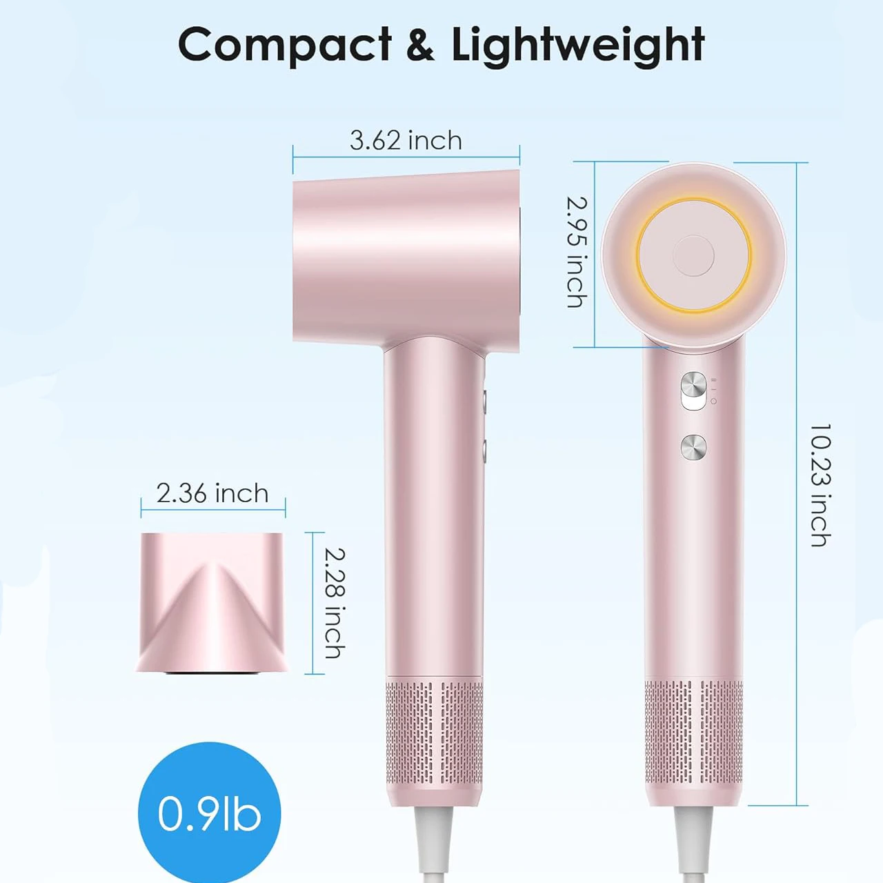 ABIR Hair Dryer ,High Speed,Smart Temperature Control,Magnetic Nozzle,Low Noise,Professional Hair Care Quick Dry Negative Ions 5