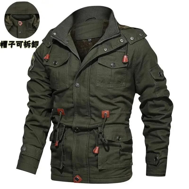 Autumn and Winter Men Trendy Jackets Military Coats Multi-pocket Jackets High Quality Male Cotton Casual Thick Warm Parkas Coats