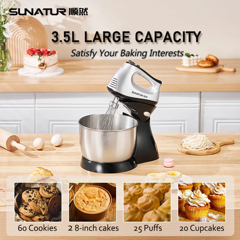 SUNATUR Electric Kitchen Blender & Beater, Supports Cream Mixing, Processor for Egg & Cake Baking Needs 2