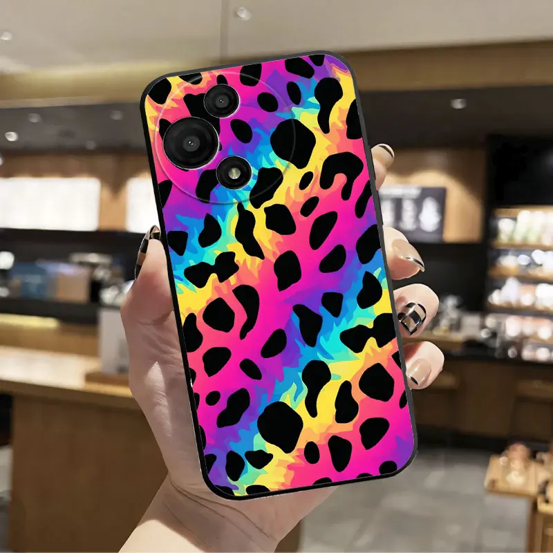Fashion Print Black Silicone Phone Case - Soft Protective Cover