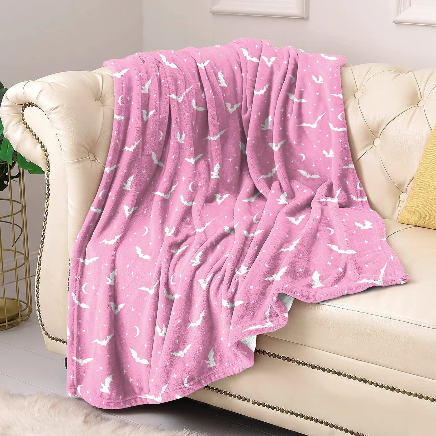 

Halloween Bat Blanket Homegoods Bedsqread Winter Double-Sided Printed Warm Soft Flannel Blankets Decor Home Bedding Holiday