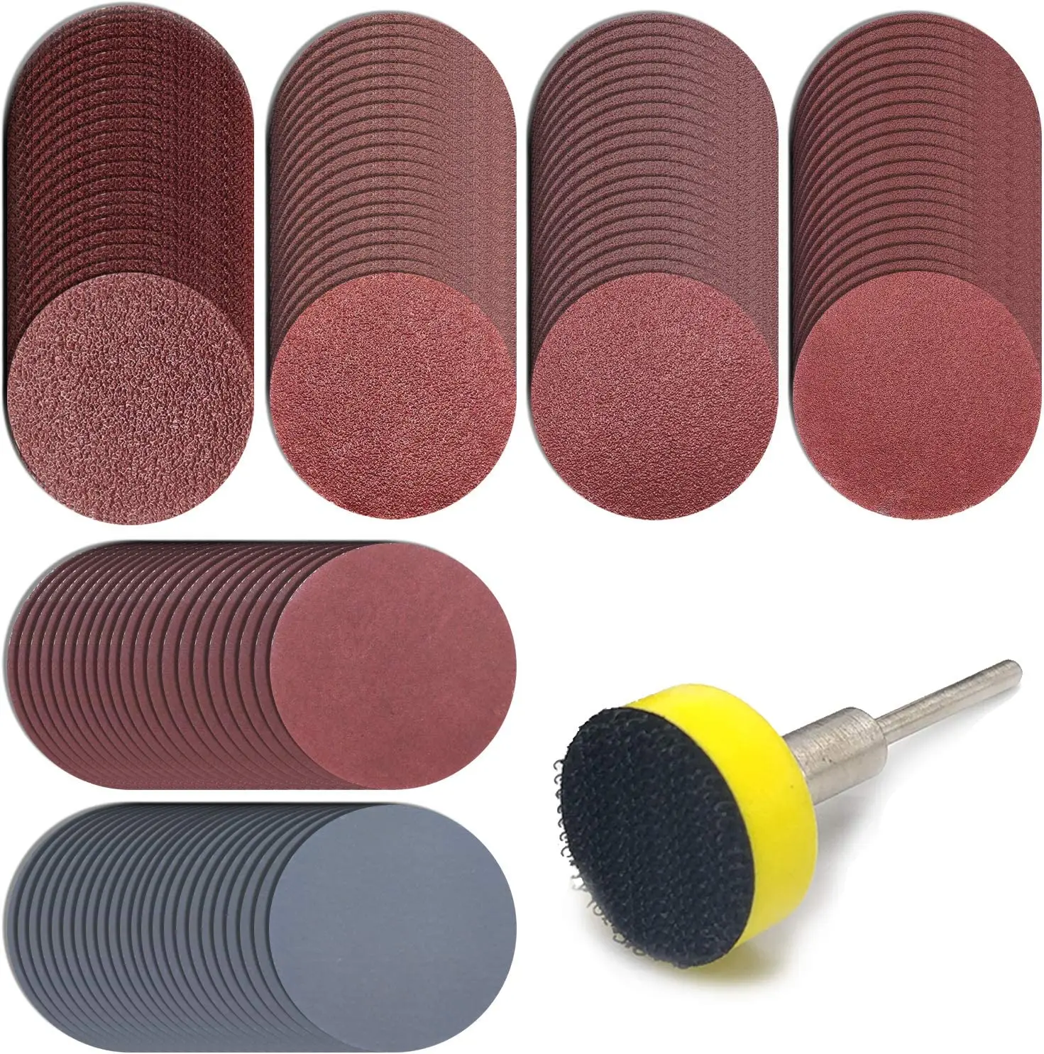 120Pcs 1 Inch Sanding Discs Sandpaper 25mm Hook Loop, with Backing Pad for Dremel and Rotary Tool,100/180/240/400/1500/3000 Grit