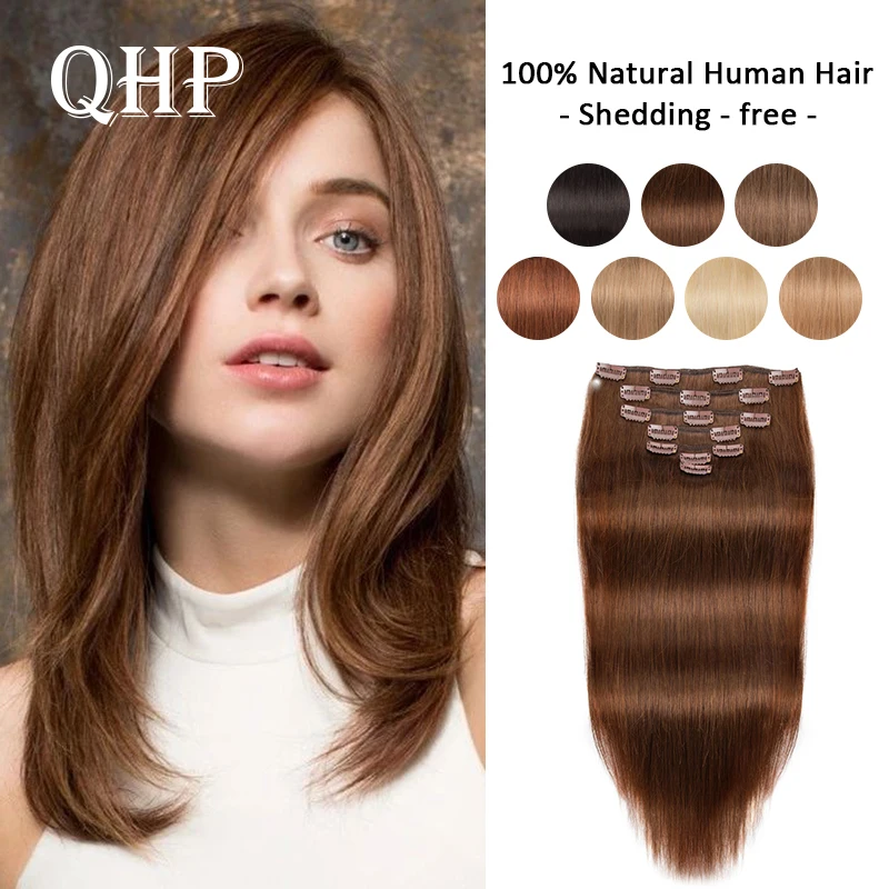 7PCS Clip In Full Head Hair Extensions Real Human Hair Invisible Blonde Highlights Brazilian Remy Extension For Women 100g