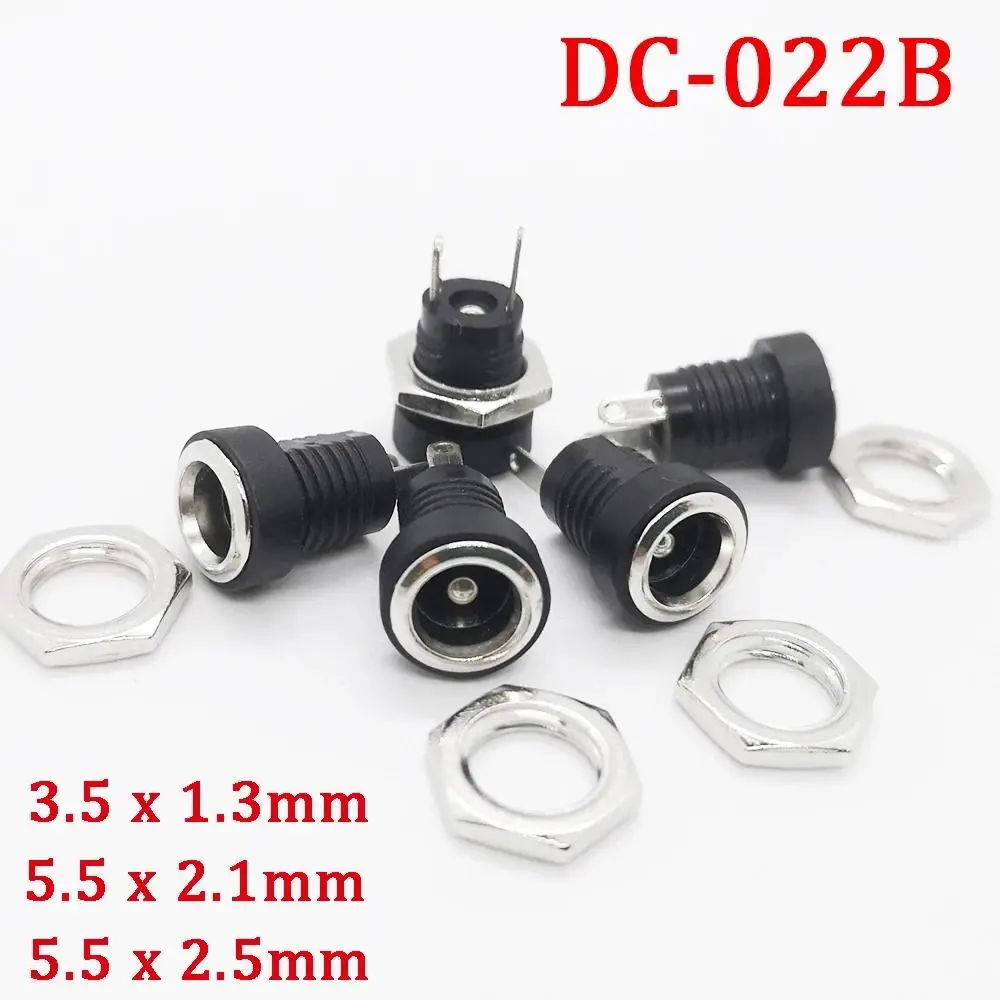 Description Picture 5 of item1/10Pcs DC022B 5.5 x 2.1mm DC Power Jack 2 Terminal 2 Pin Plug Adapter Supply Socket Connector 3.5*1.3mm 5.5*2.1mm 5.5*2.5mm