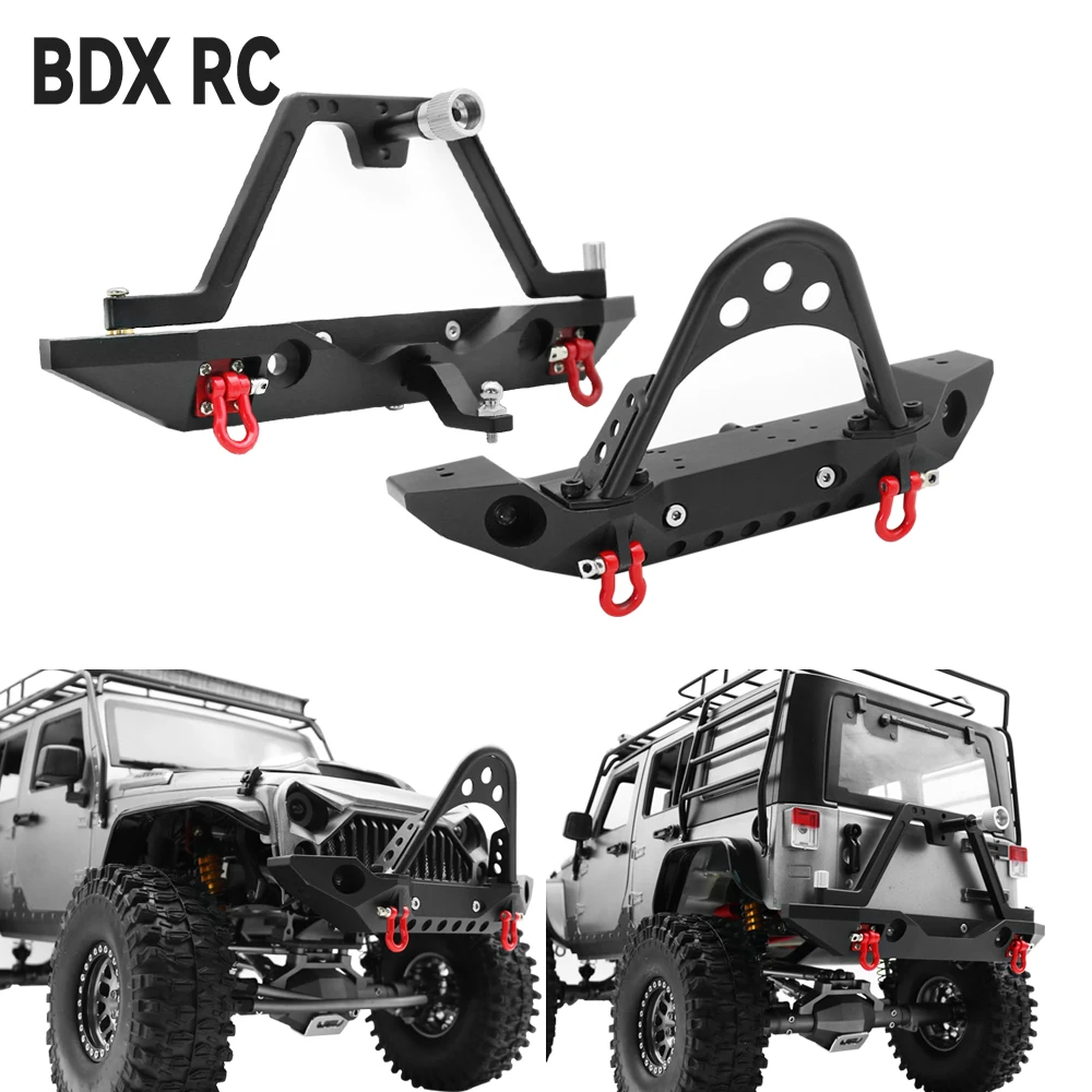 Metal Front Rear Bumper with Spare 1.9"Tire for 1/10 RC Crawler Axial SCX10 & SCX10 II 900046 AXI03007 GRT 86181 Upgrade Parts