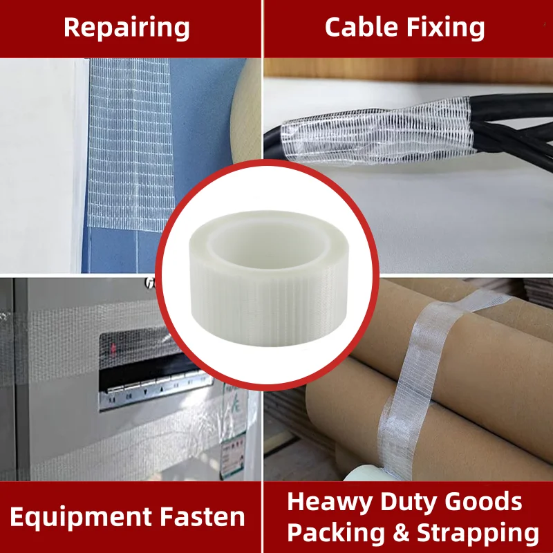 Grid fiber Tape Lithium Battery Pack Insulation Wrap Fiberglass Tape Transparent Single Side Adhesive Seal Packaging Fixed
