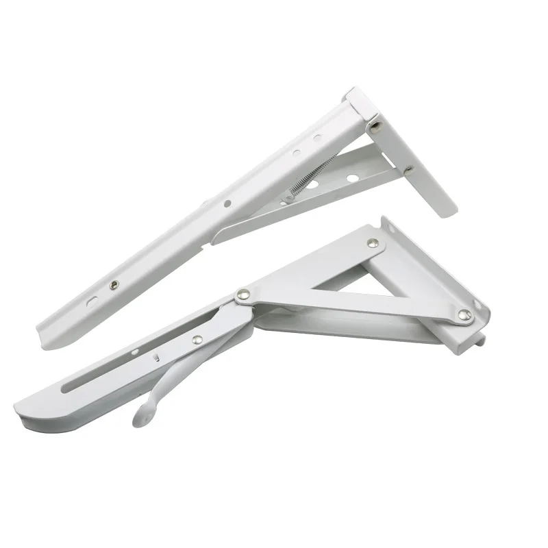 2 Pack 8-20Inch White Triangle Folding Angle Bracket Adjustable Wall Mounted Durable Bearing Shelf Bracket DIY Home Table Bench