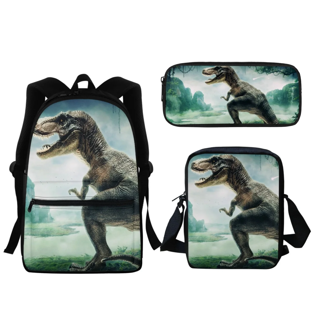 

Cool Dinosaur Design School Bag Boys Kids Fashion Zipper Backpack Primary School High Quality Backpack Pencil Case Mochila New