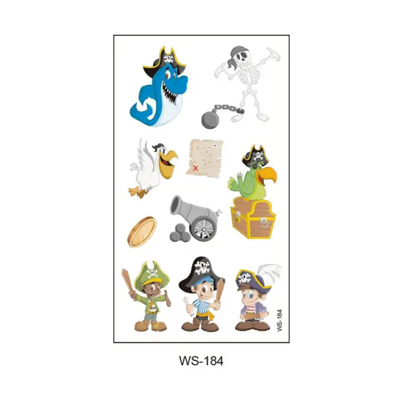 

Набор мультяшных пиратов, временная татуировка, пиратский корабль, попугай, Детская Наклейка на тело, одноразовая татуировка, Временный подарок для детей