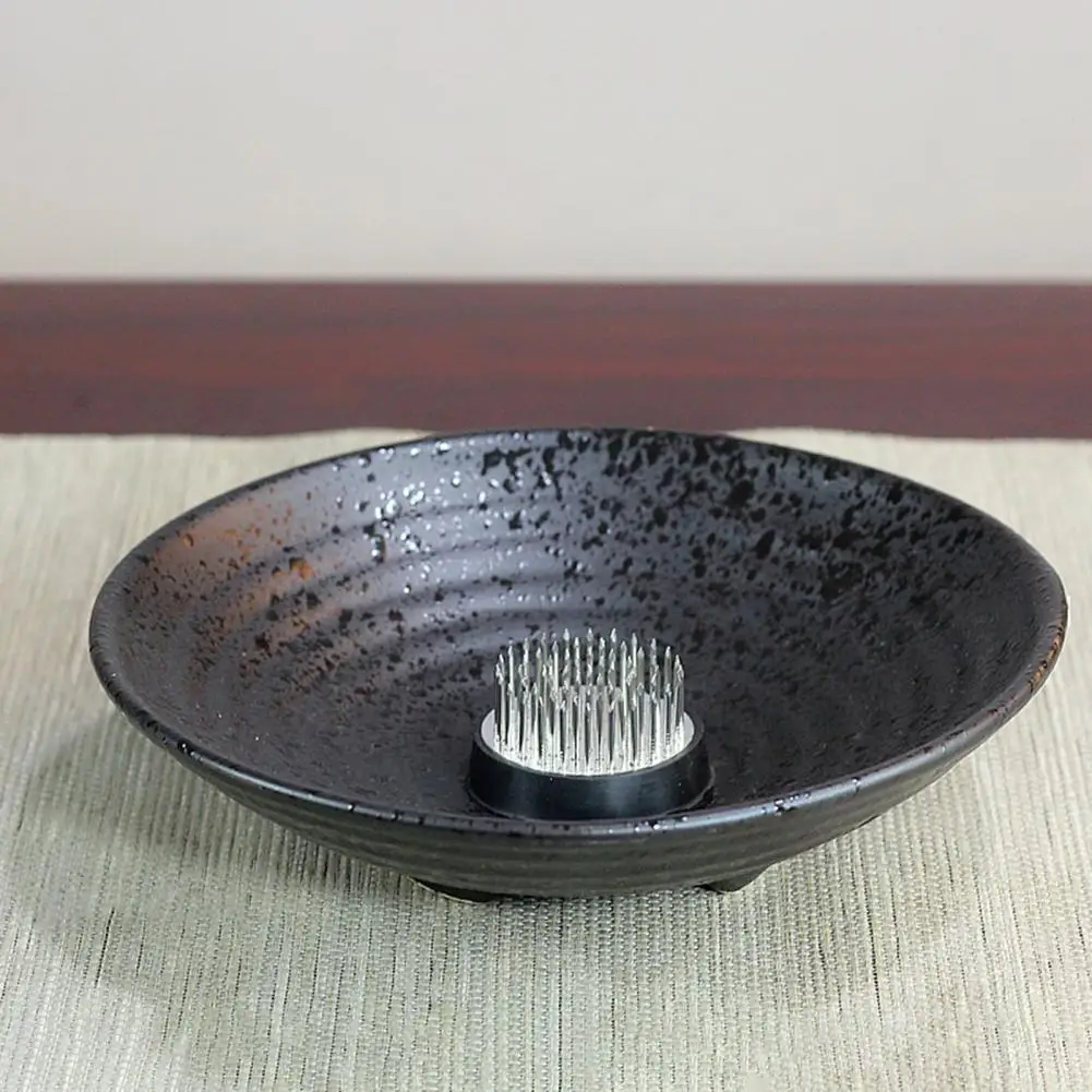 Flower Frog Japanese Ikebana Set Desktop Ceramic Bowl Vase with Kenzan Needle Flower Arrangement Holder for Living Room Bedroom 4