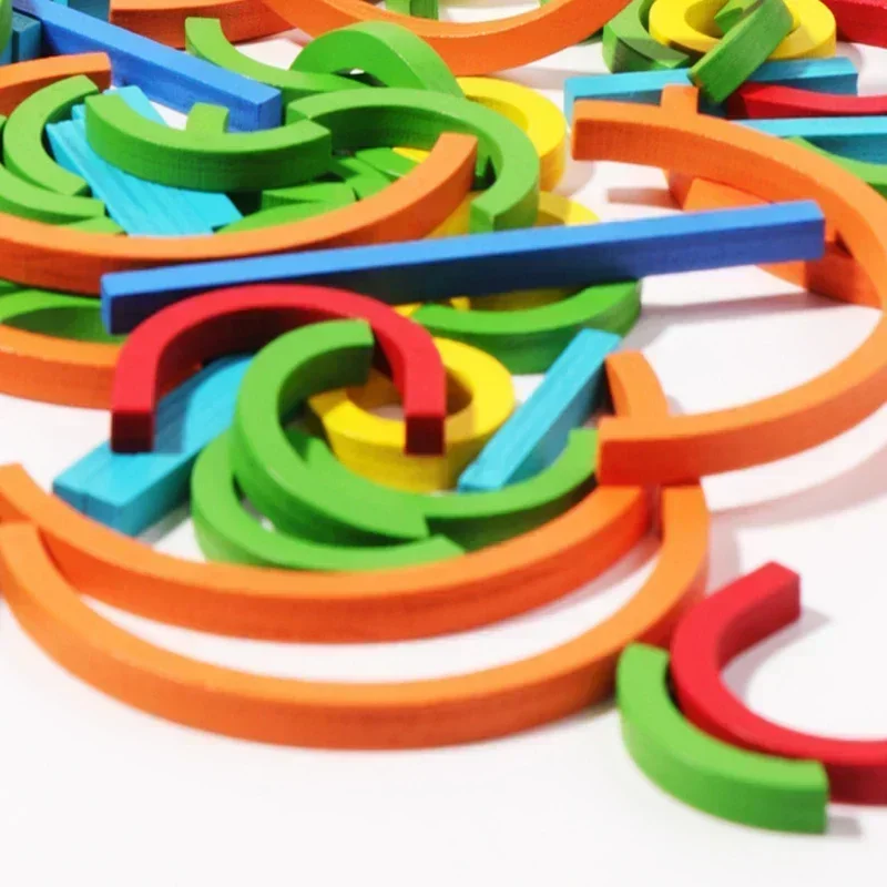 Kids Good Quality Wooden Childhood Educational toy Creative Sticks And Rings Puzzle Intelligence Game Montessori Early Toys Gift 3