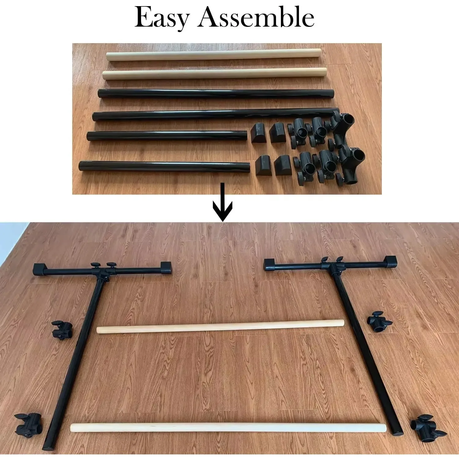 Wood Ballet Barre Bar Portable Height Adjustable Portable Double Freestanding Ballet Fitness Stretch/Dance Bar