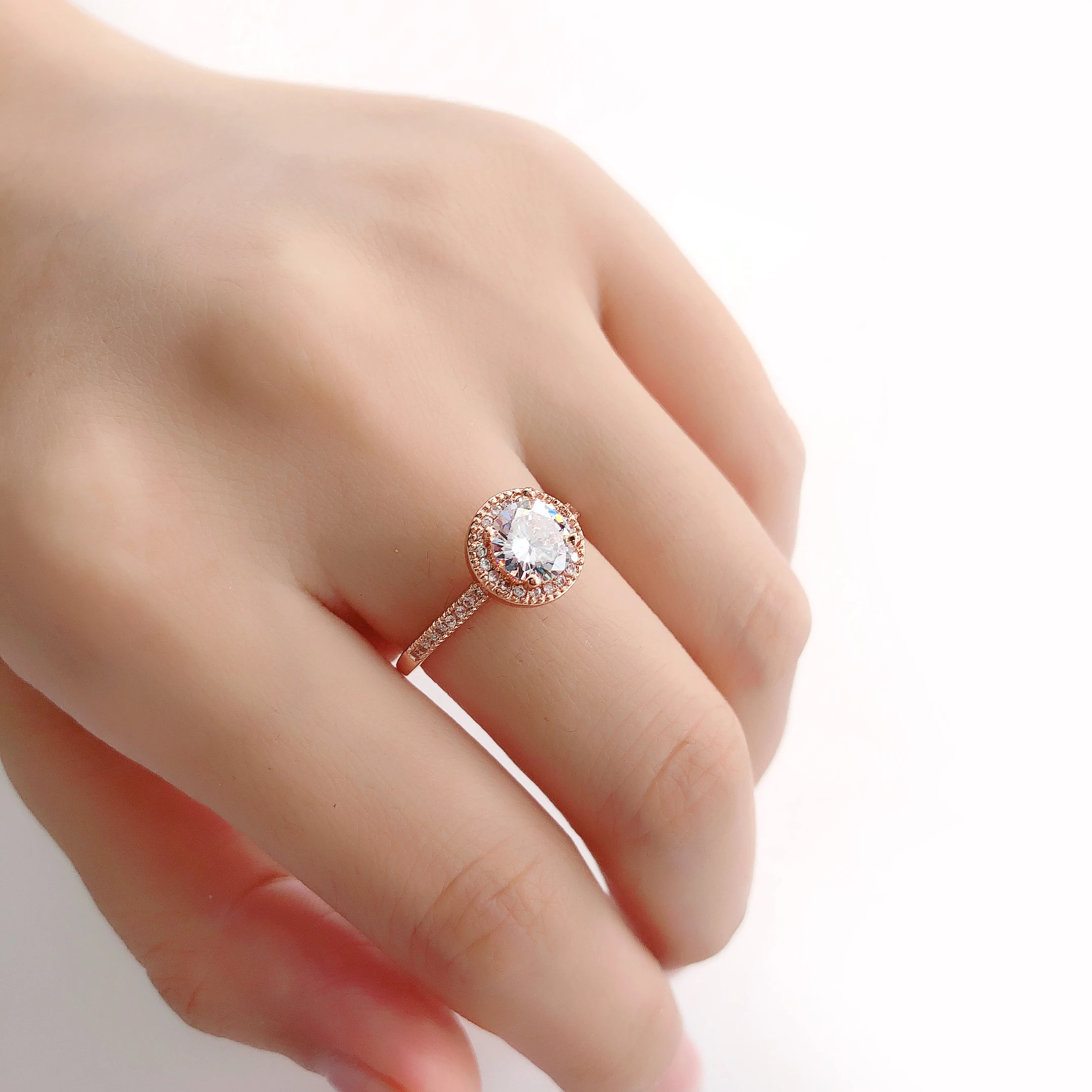 Wedding Proposal Solitaire Rings wedding rings silver ring womens ring cubic zircon ring jewelry rings ring jewelry For Women Female Silver Color Square Zirconia Crystal Engagement Marriage Ring Jewellry R781