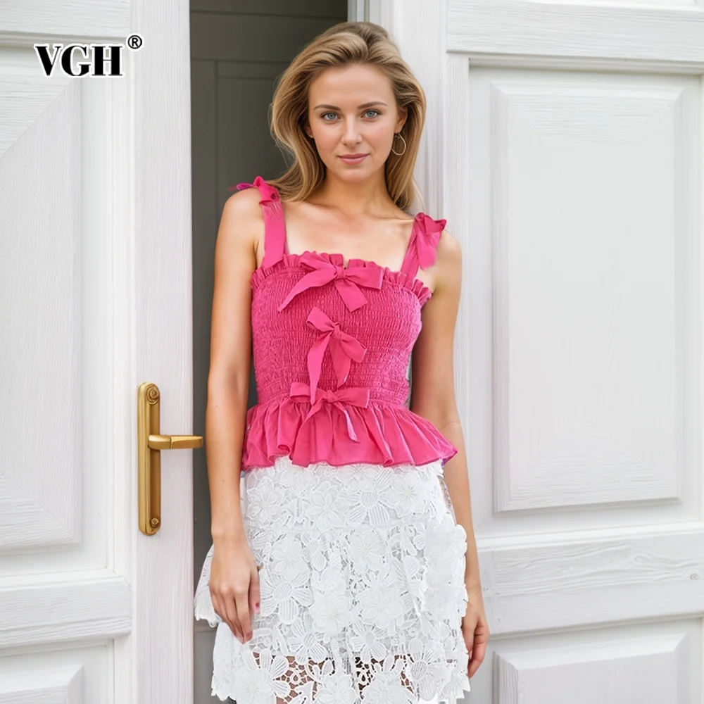 Женский топ на шнуровке VGH, облегающий топ с квадратным вырезом, без рукавов, туника с открытой спиной и оборками, минималистичный жилет, Новинка