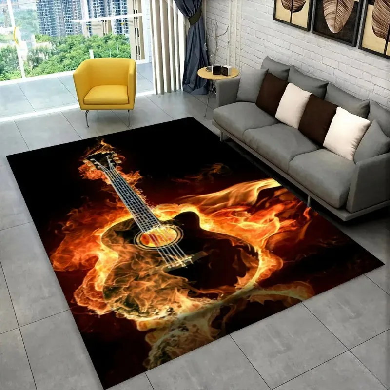Klasický kytara elektrický kytara bas areál kobereček, koberec kobereček pro žití pokoj ložnice pohovka rohož dekorace, kůzle hra protiskluzový podlaha rohož