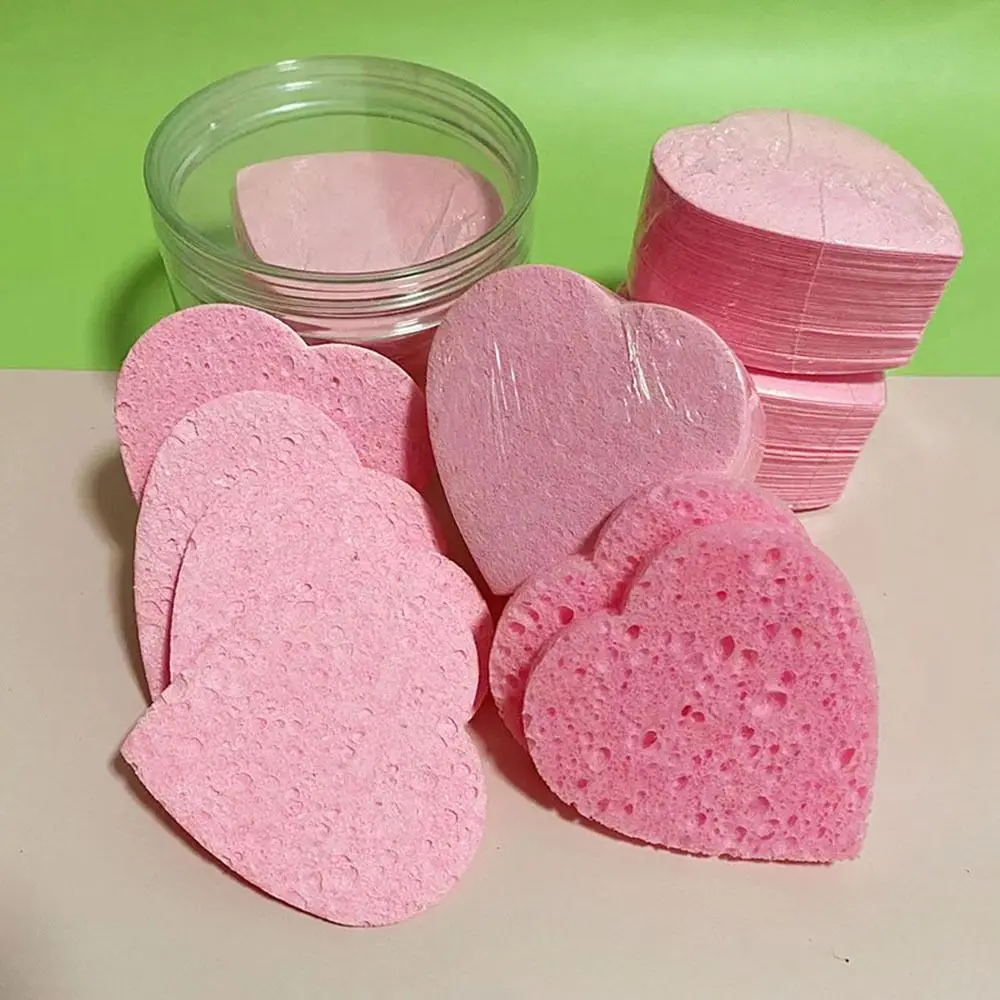 Description Picture 6 of item10 Pieces Pink Cosmetic Puff 7mm Natural Makeup Remover Tool Heart Shaped Face Washing Cleansing Sponge Compressed Sponge Travel