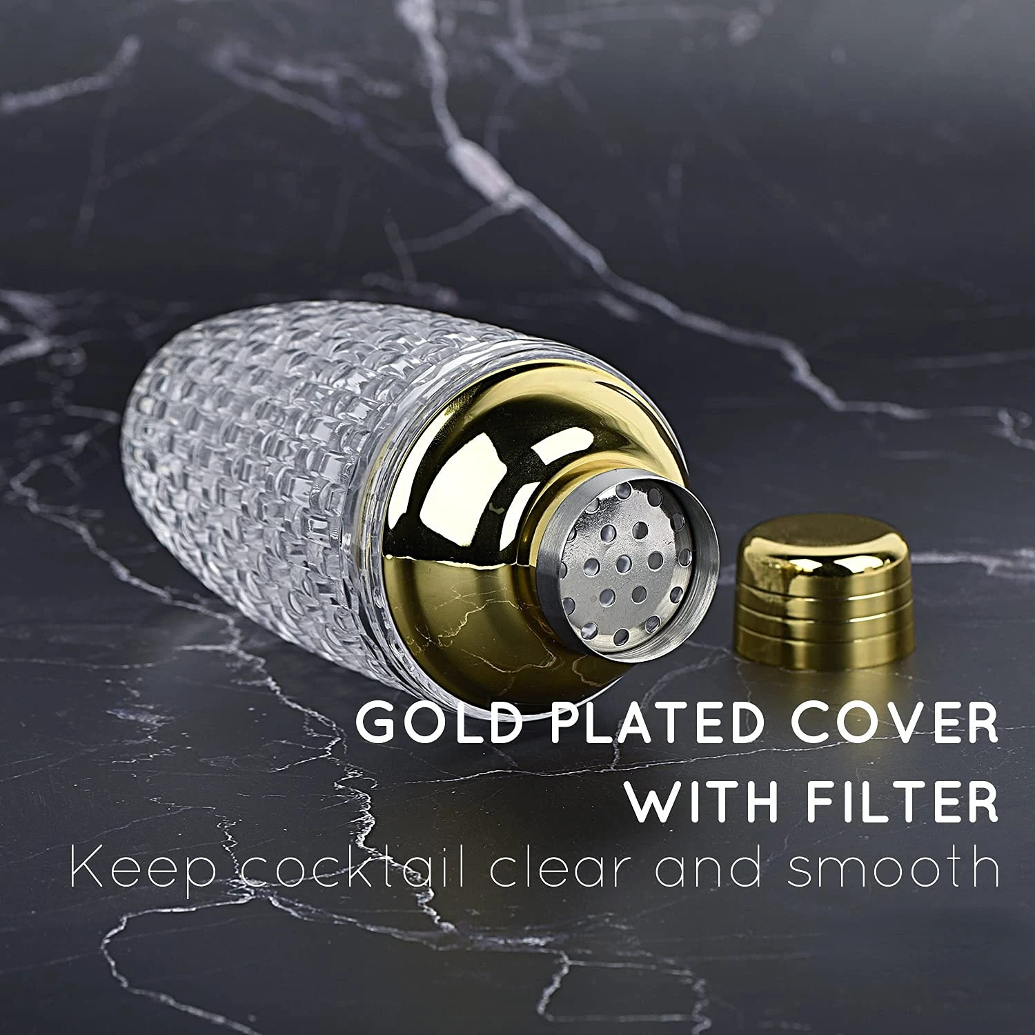 Glass Cocktail Shaker Martini Mocktail Making Set Leakproof Metallic Steel Lid Strainer For Home Use Bar Cart Gadget cocktail shaker