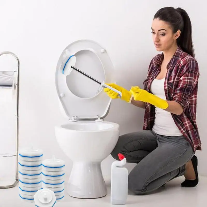 

Toilet Cleaner Refill Pads 30pcs Refills Toilet Bowl Paper Toilet Brush Cleaning Sponges Scrub Heads Deep Cleaning System for
