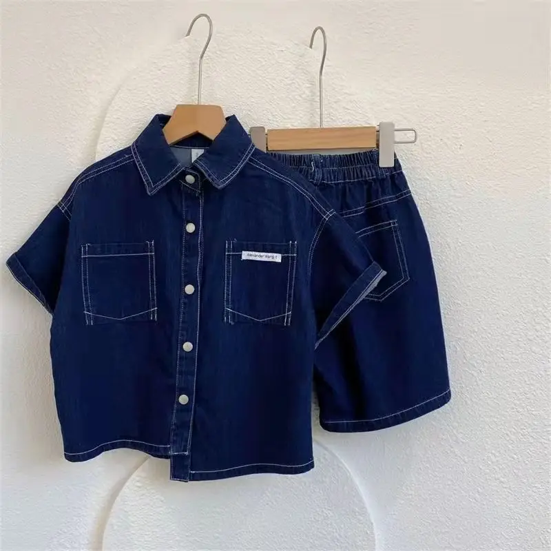 

2023 Spring summer Kids outfit Children Clothes Boys Suit Denim Tops + Jeans Pants 2Pcs/Set Infant Casual Outfits 2-12 years