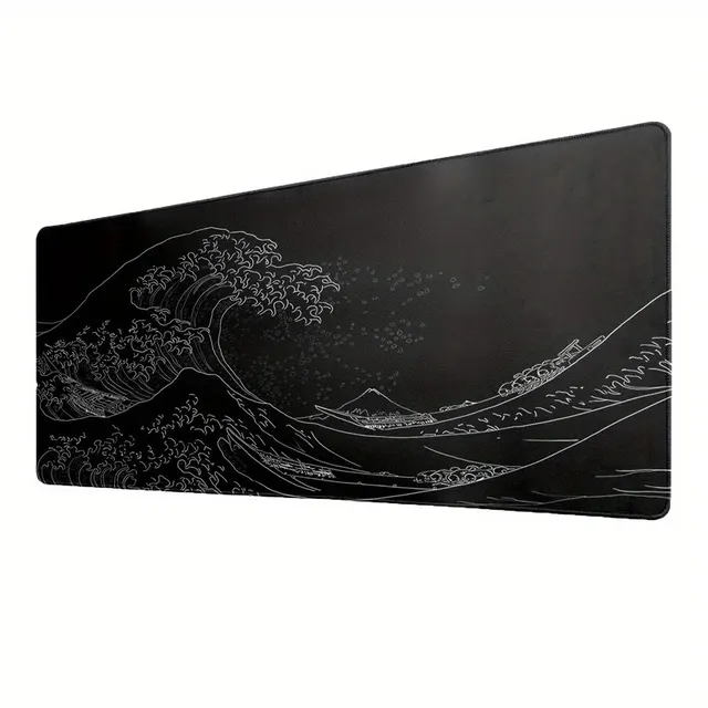 1 шт., большой коврик для мыши Black Sea Wave, 700*300 мм, расширенный игровой коврик для мыши, настольный коврик с прошитой нескользящей резиновой основой, клавиатура 1