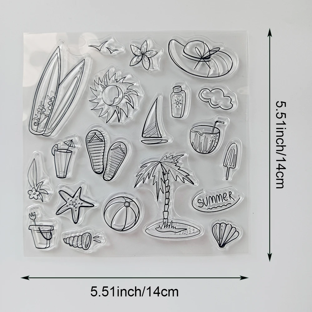 AZSG New Space Plants Waves Clear Stamps/Seal For DIY Scrapbooking Card Making Album Decorative Silicone Seal Craft