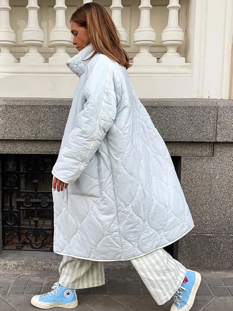 

Women's Solid Single Breasted Long Cotton Jacket With Pocket Fashion Casual Loose Street Wear 2023 Chic Elegant Female Overcoat