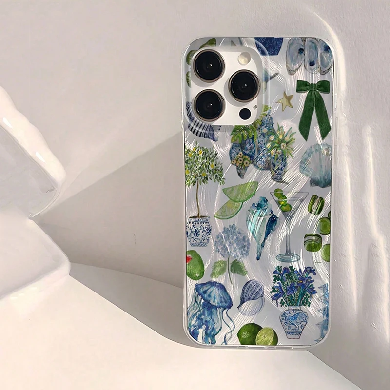 Beach Blue Ocean Element Lip Print Phone Case Cover