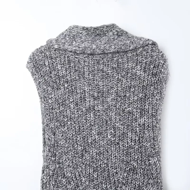 Women Scarf Collar Knitted Dress Female O-Neck Sleeveless Mini Dress Lady Fashionable Hem Tassel Burr Design Street Knitted Dres