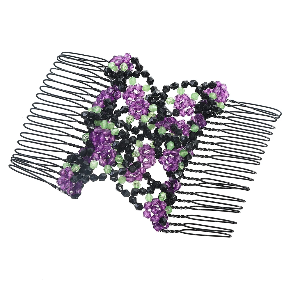 Fashion Hair Comb Claw Bun Ladies Magic Beads Elastic Double Bands String Hairpin Tool Ponytail Hair Accessories Hairstyle Bands