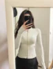 68919-4e8d32.jpg LULU FLORA Short silver zipper stand up collar jacket for waist slimming yoga women's outerwear, sun protection, quick drying,