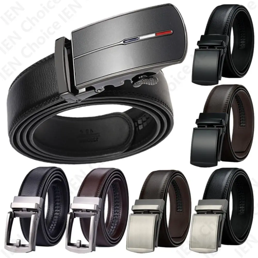 Fashion male belt cow genuine leather belts pin buckle black brown coffee waistband