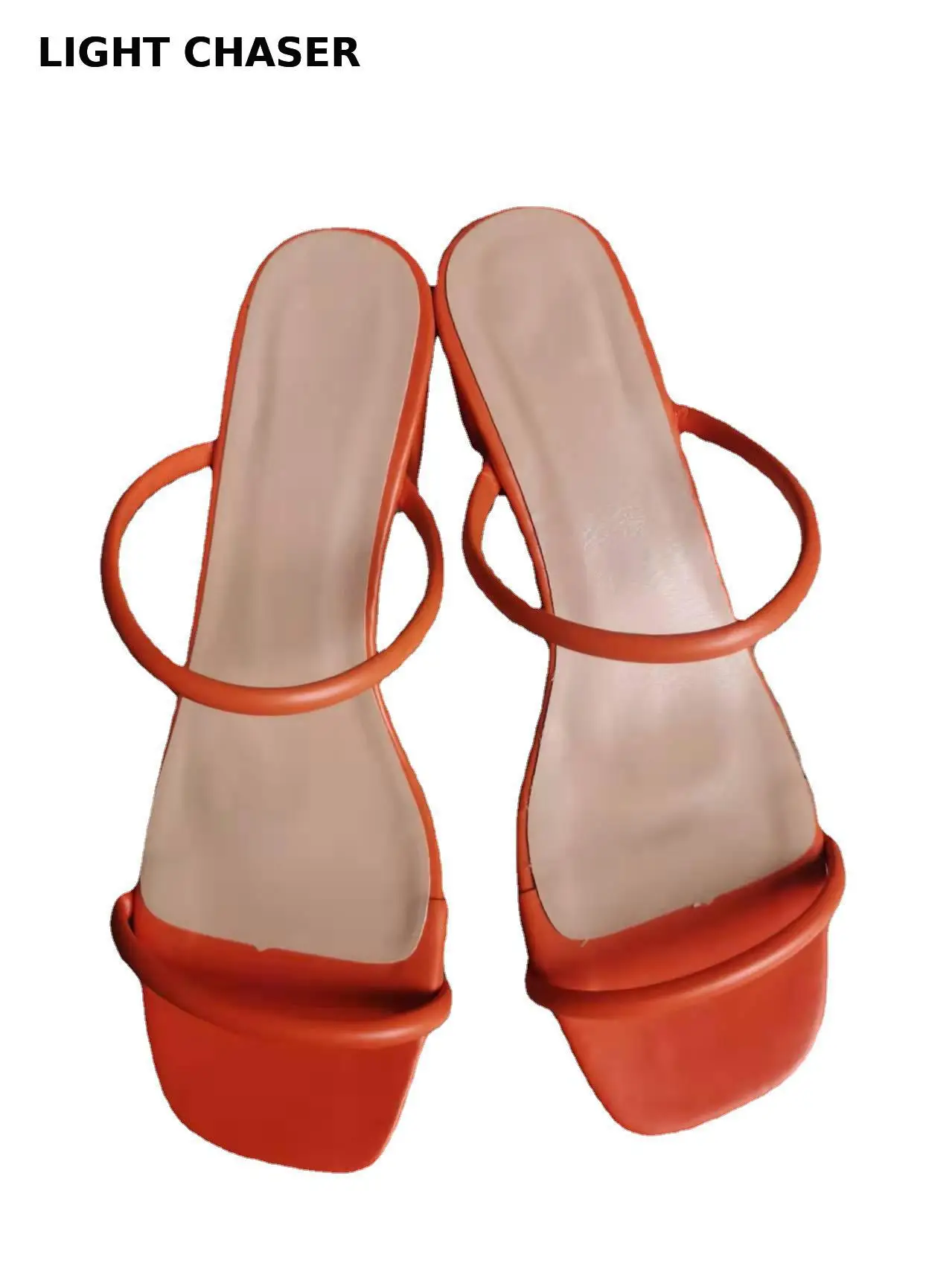 Slippers Women 2022 Summer New Fashion Square Head One Word Sandals And Slippers Women Thick Heels Medium Heel Slippers Women