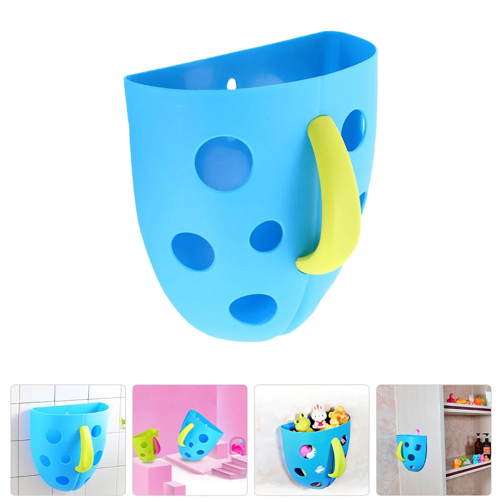 

Toys Storage Blue Suction Cup Pouch Take Bath Accessory Holder Organizer Bathroom Baby