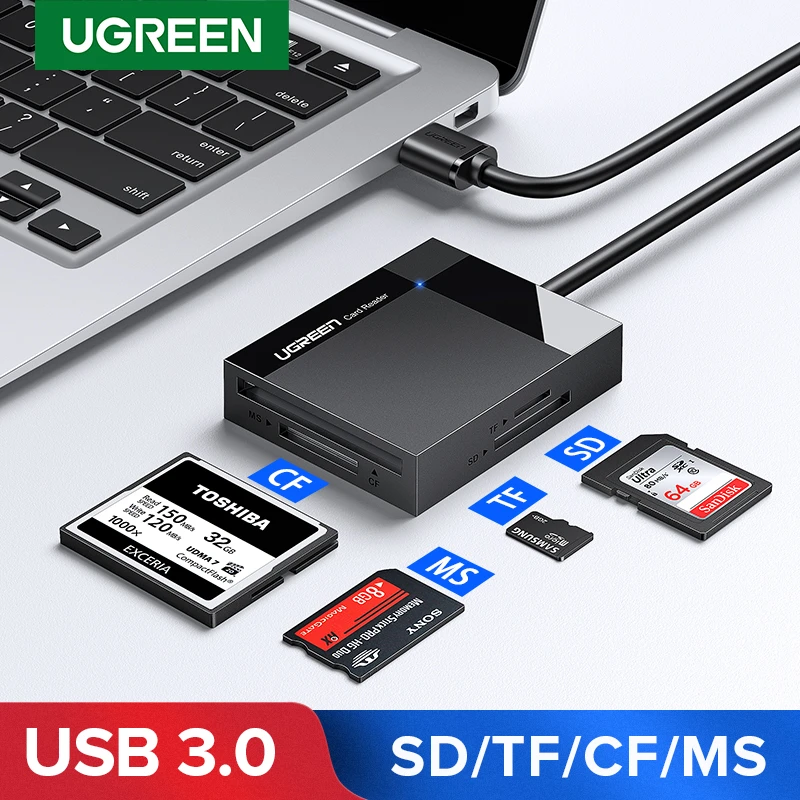 Ugreen Usb 3.0 Kaartlezer Sd Micro Sd Tf Cf Ms Compact Flash Card