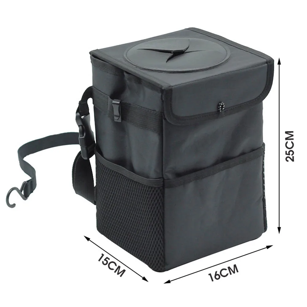 Car trash can waterproof car trash can bin auto car accessories organizer garbage dump for trash can cars storage pockets closeable portable