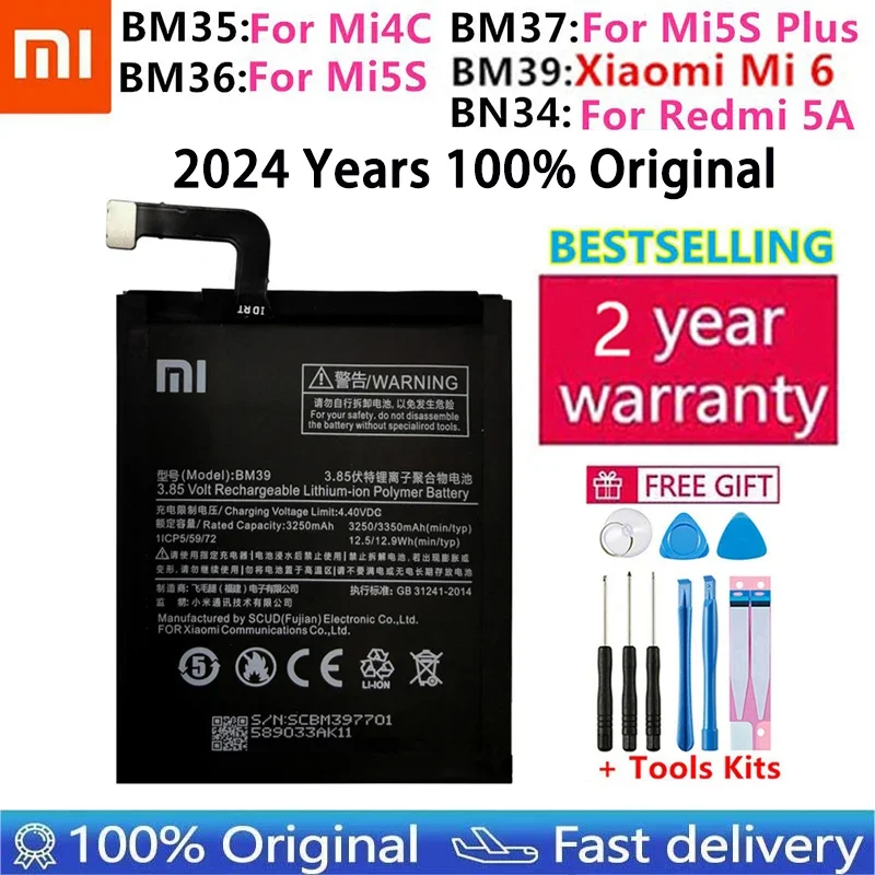 BM35 BM36 BM37 BM39 BN34 Аккумулятор для Xiaomi Redmi 5A Mi 4C 5S 5S Plus 6 Mi6 Mi4C Mi5S Mi5C Mi5S Plus сменный аккумулятор