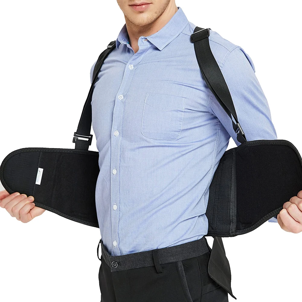 BraceAbility Industrial Work Back Brace  Removable Suspender Straps for  Heavy Lifting Safety - Lower Back Pain Protection Belt for Men & Women in  Construction Moving and Warehouse Jobs (Large) : 