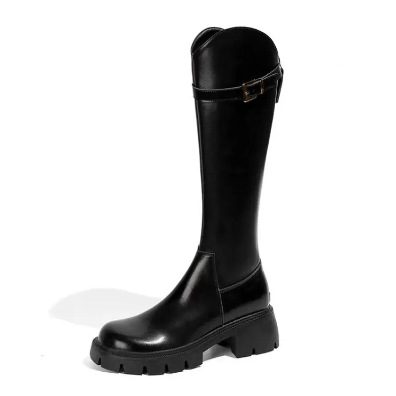 NEW Ladies Knee Boots Classic Warm Boots New Side Zipper Thick Heel Slim Boots Autumn Winter Knight Boots Women Fashion Simple